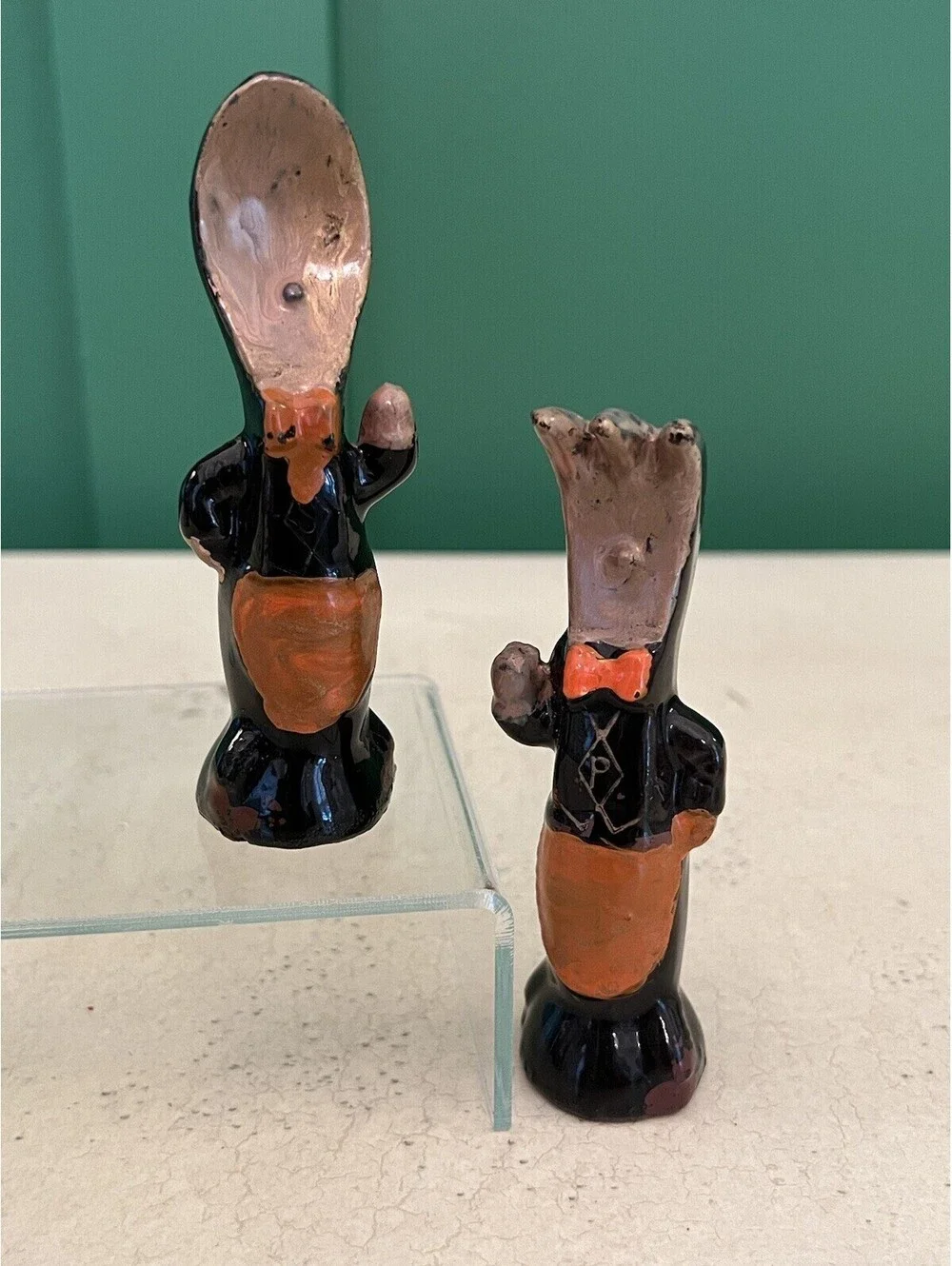 Antique Anthropomorphic Spoon and Fork Salt and Pepper Set
